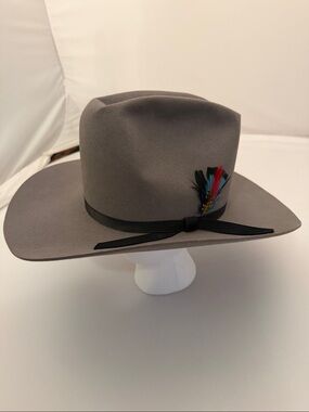 Bailey Regal vintage gray western felt hat with feather embellishment